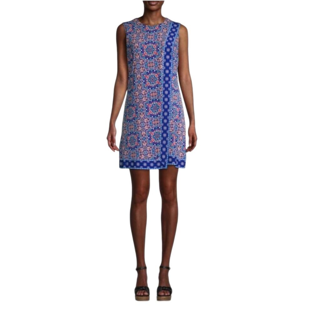 Calvin Klein Blue Red ​Medallion Print Sleeveless Dress Women's 4